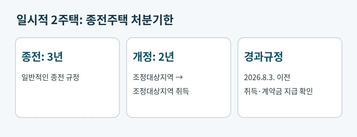 일시적 2주택 처분기한 비교 도표