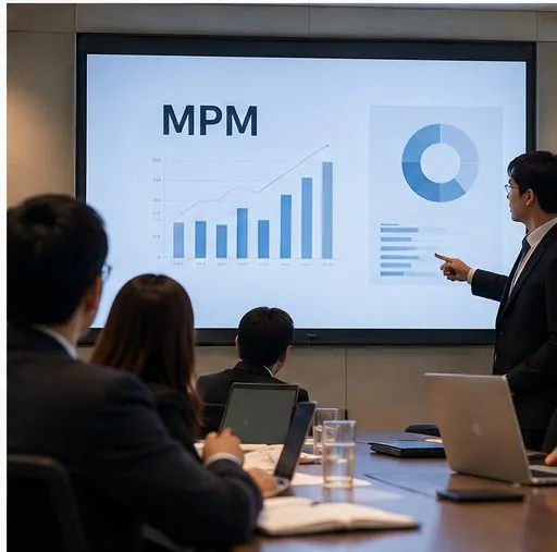 MPM 성과지표를 투자자에게 설명하는 기업 프레젠테이션